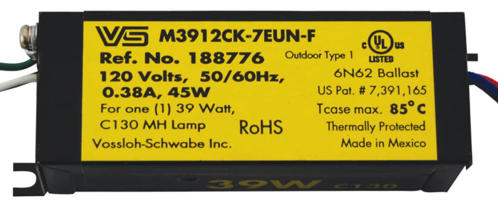 M3912CK-7EUN-F (188776) Universal Electronic Metal Halide Ballast - 39W Micro-case Feet Mount