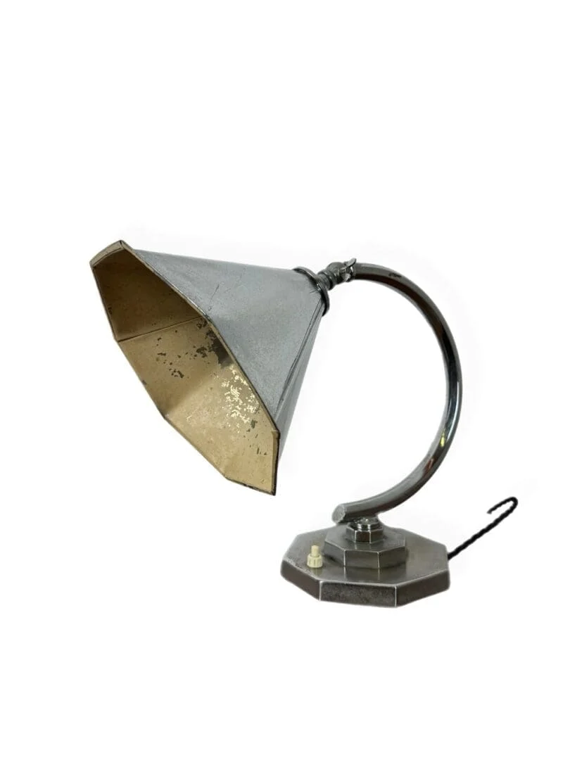 Art Deco Octagonal Nickel Plated Table Lamp (43094)